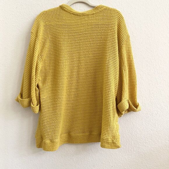 Umgee Women’s Tunic Top Yellow Waffle Knit Cuffed Sleeve Boho Small - Picture 8 of 8